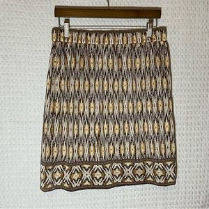 Chico's Tribal Aztec Print Elastic Waist Side Pockets Skirt Women Sz 1 (M/8)